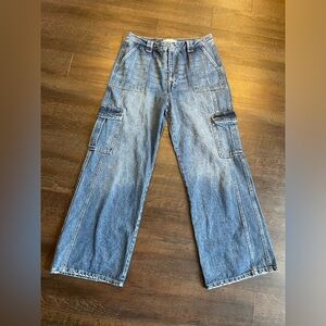 KanCan Avery Straight Wide Leg Cargo Jeans Women's Size 13 / 30 Denim